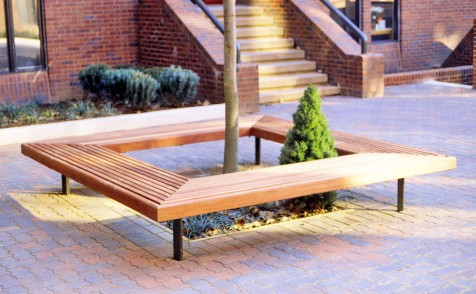 wood square bench