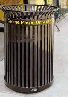 litter receptacle with custom band decal