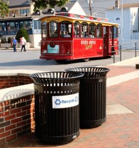 recycled steel litter receptacle with custom decals