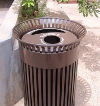 recycled steel litter receptacle with dual flow lid