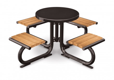 F-3043 round table with attached seating