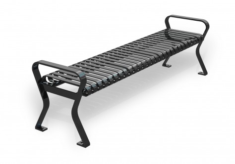 backless recycled steel bench