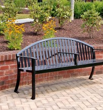 steel bench with armrest