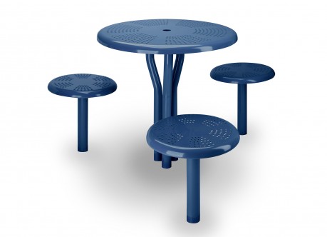 perforated bistro table and seats