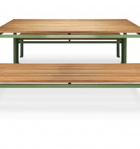 wood table and benches