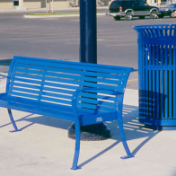 recycled steel litter receptacle and bench