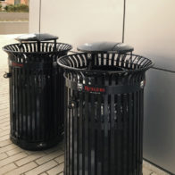 litter receptacle with custom band decals